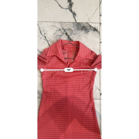 Vtg 60s/70s Handmade Pink Geometric Knit Maxi Dress, Collar, Short Sleeve S/M - Picture 14 of 16